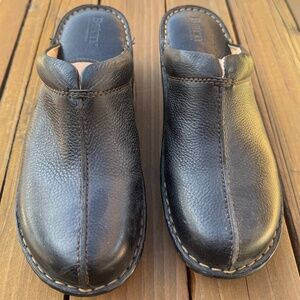 Born Black Leather Clogs